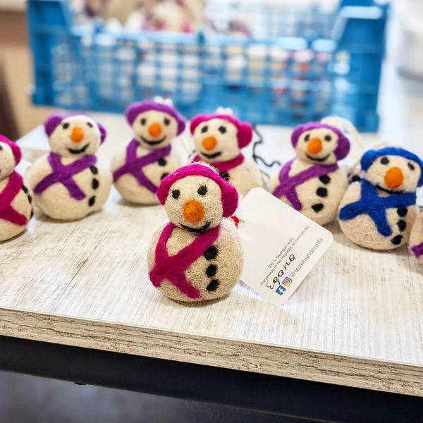Snowman Felted Ornament