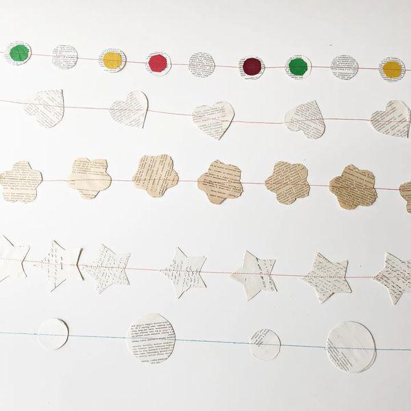 Book Page Paper Star Garland
