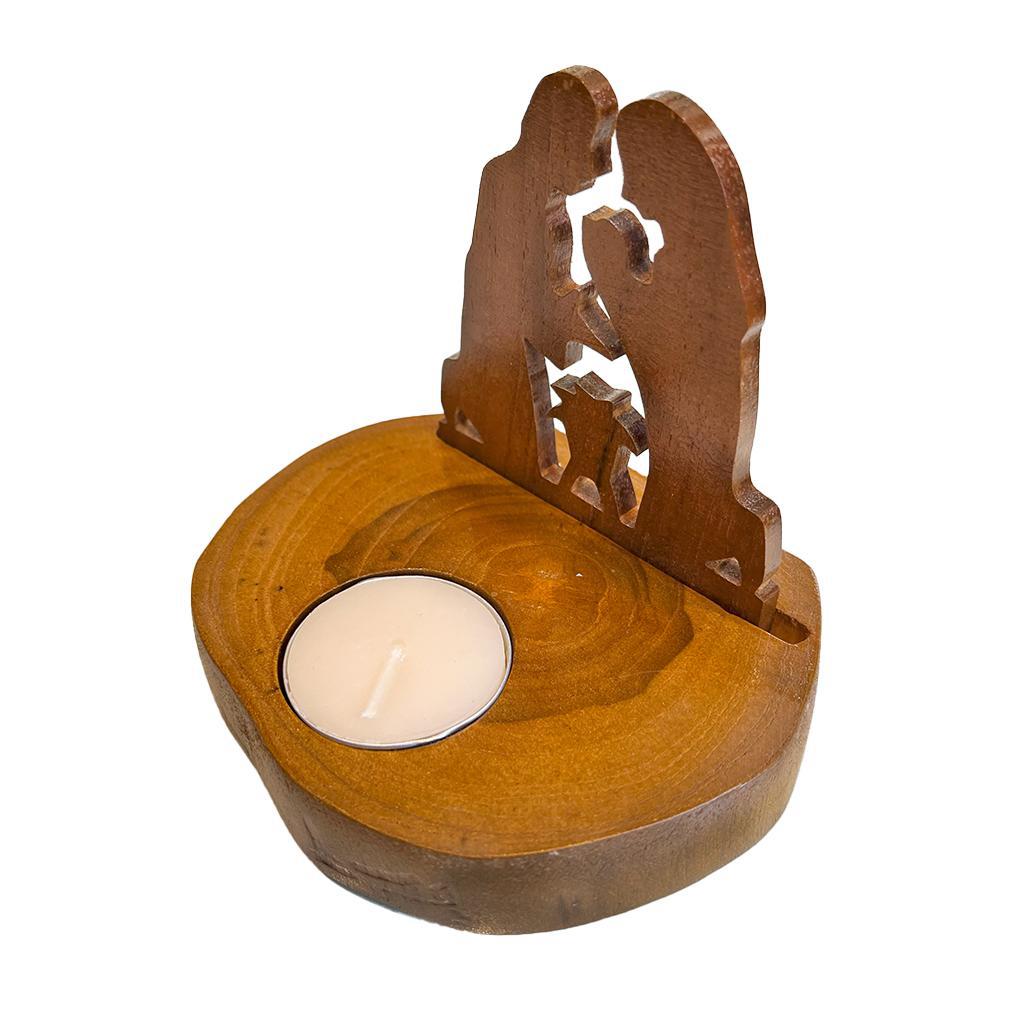 Wooden Nativity Candle Holder