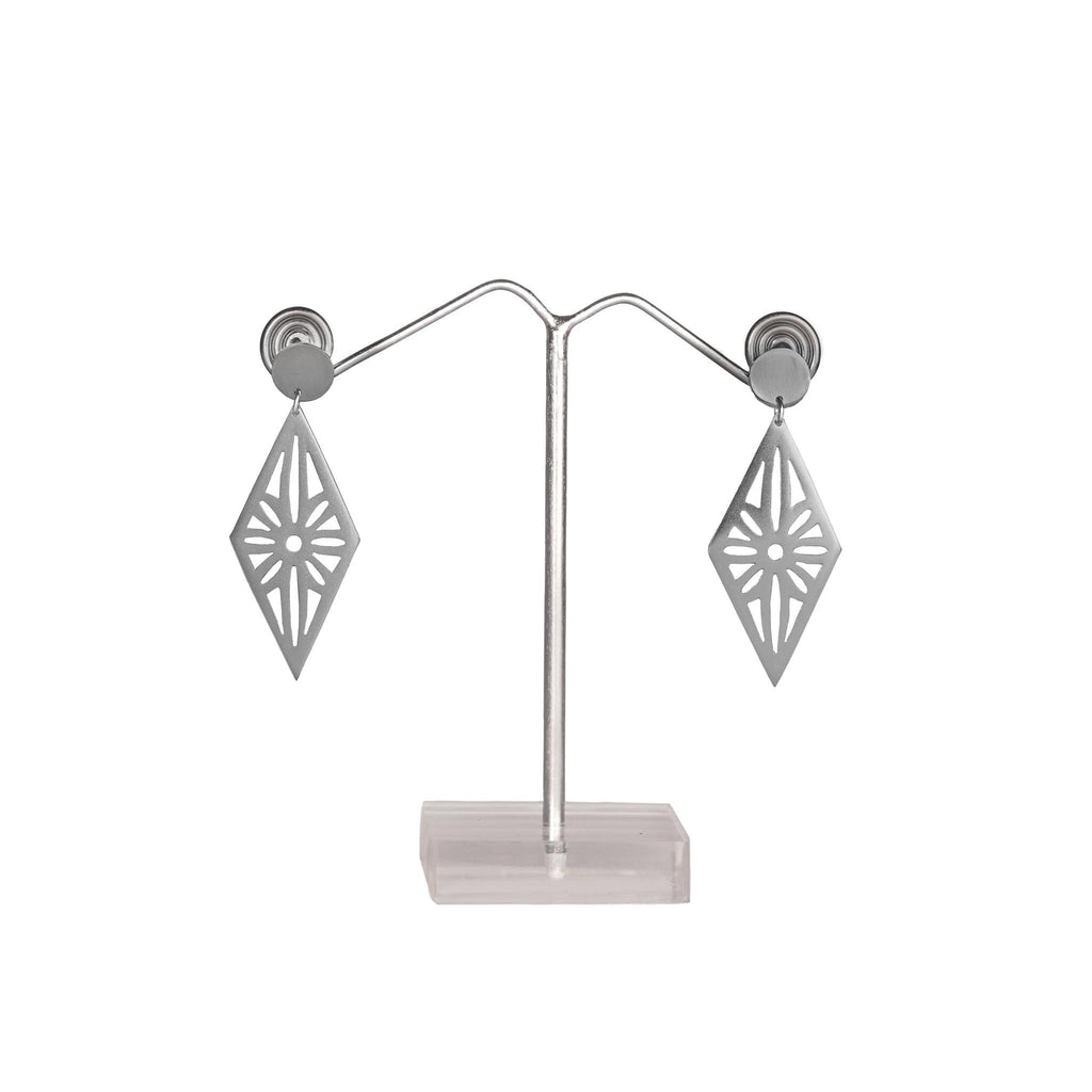 Diamond Cutout Silver Earrings