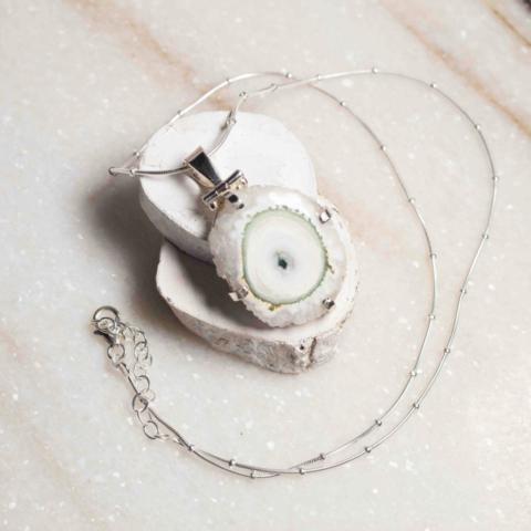 Solar Quartz Silver Pendant Necklace