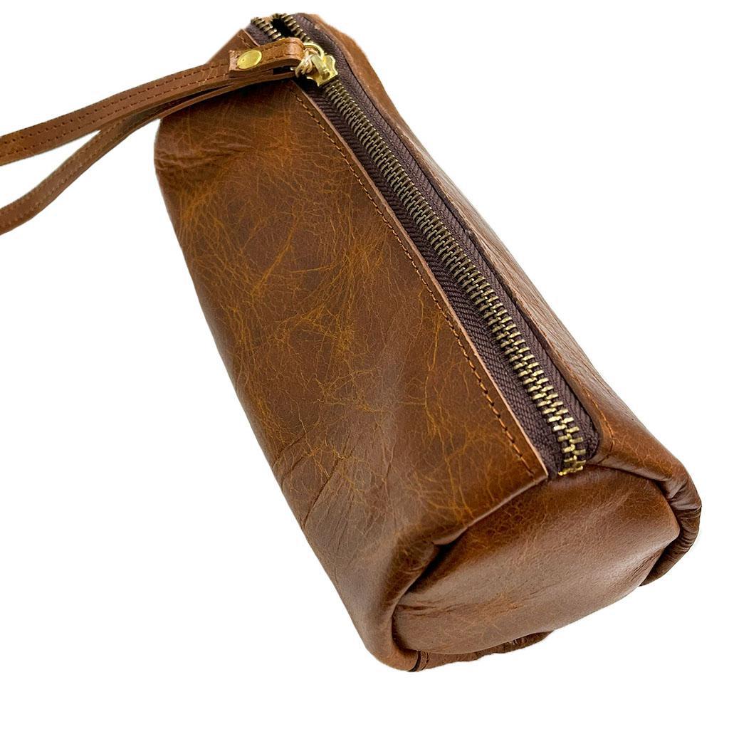 Tubular Leather Toiletry Pouch