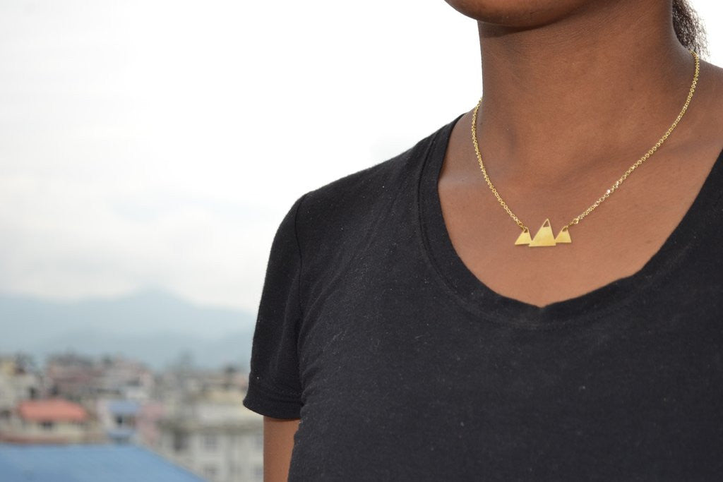 Mountain Peaks Brass Necklace