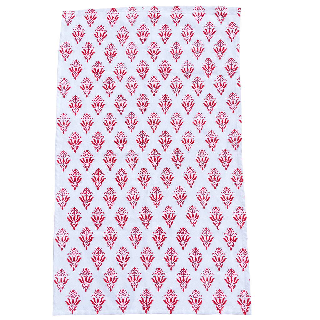 Red Lotus Tea Towel