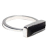 Black Onyx Silver Bar Ring - size 7