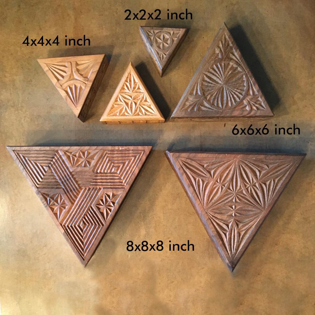 Carved Triangular Box - 4x4x4in