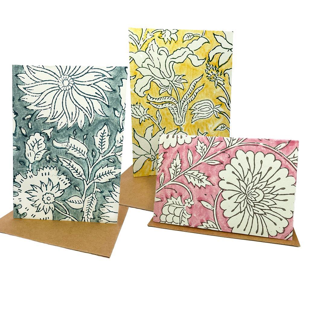 Block Print Floral Card - Set of 6