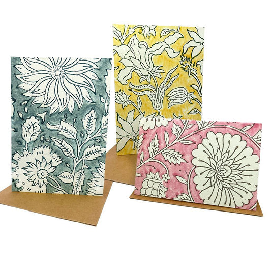 Block Print Floral Card - Set of 6