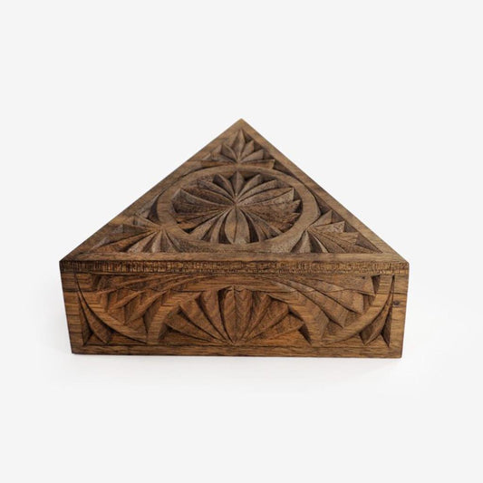 Carved Triangular Box - 8x8x8in