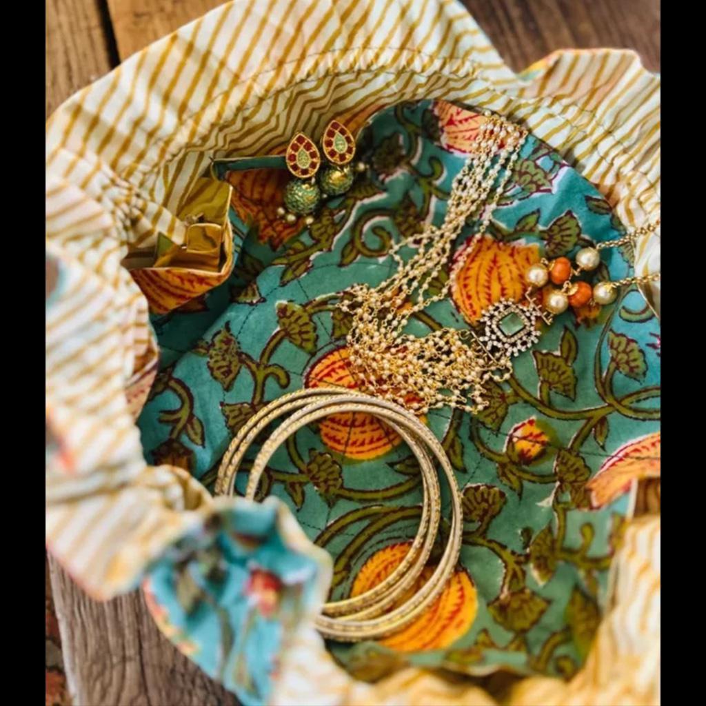 Block Print Jewelry Pouch