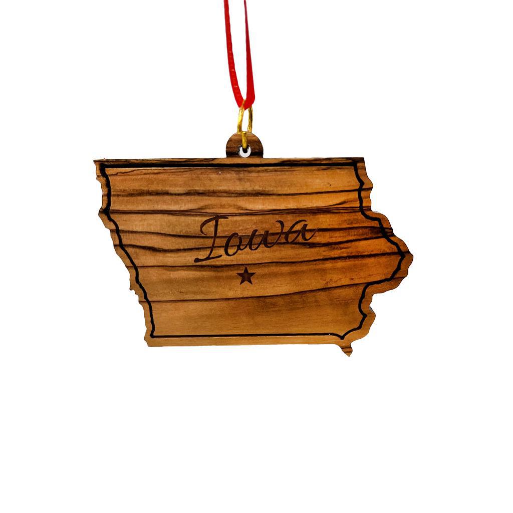 Olive Wood State Ornament