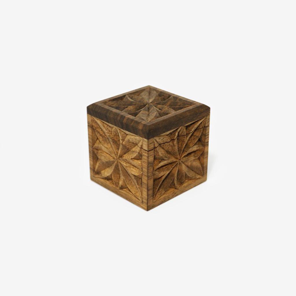 Carved Square Box - 2 in x 2 in