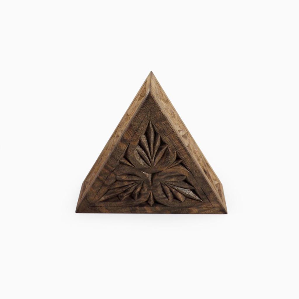 Carved Triangular Box - 4x4x4in