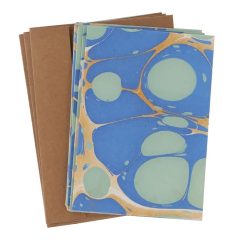 Ocean Blue Marbled Card Set of 6