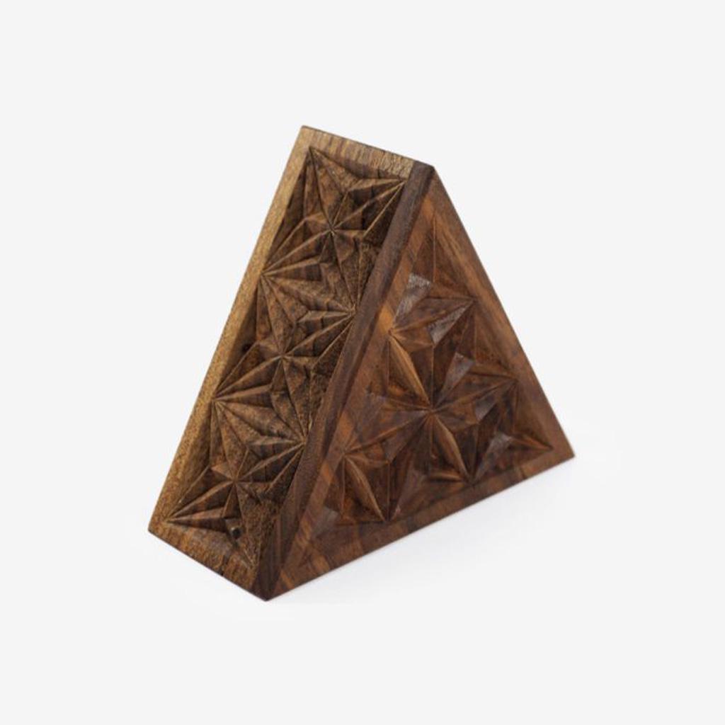 Carved Triangular Box - 6x6x6in