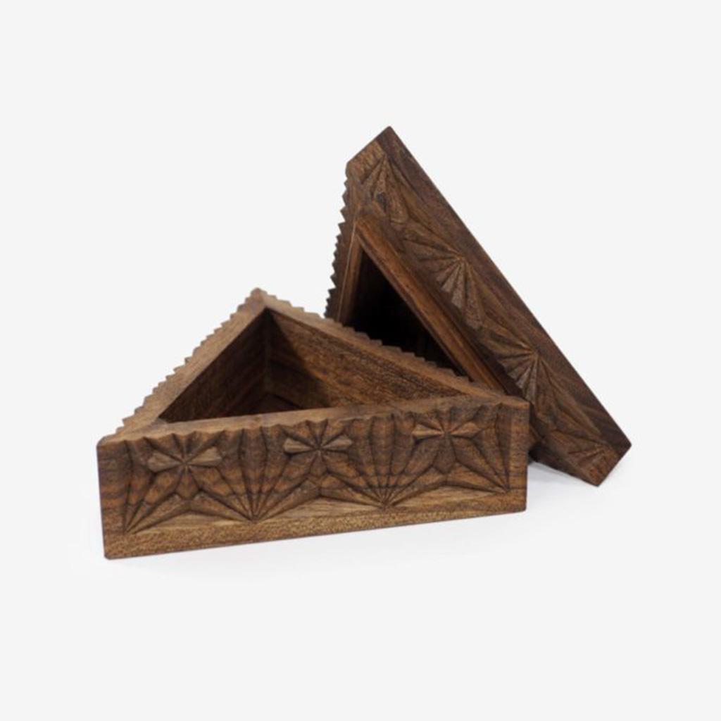 Carved Triangular Box - 6x6x6in