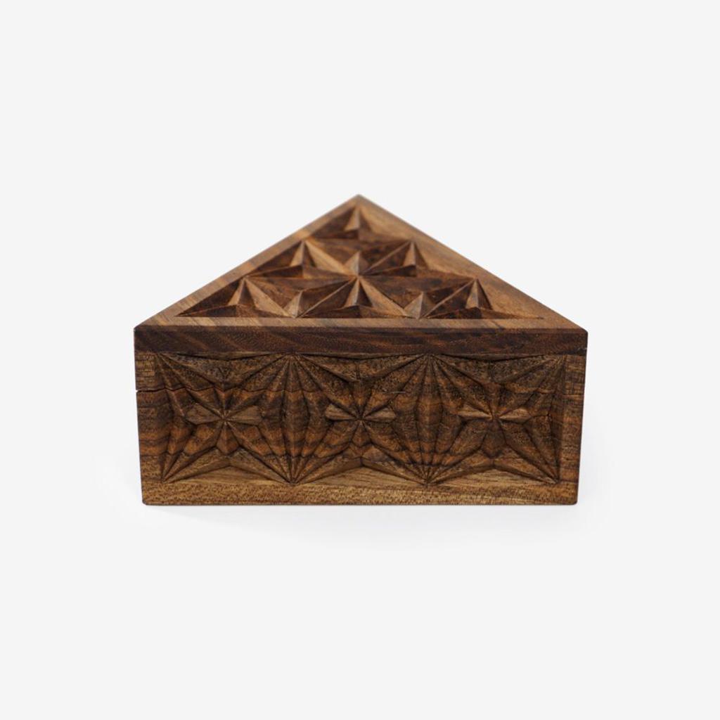 Carved Triangular Box - 6x6x6in