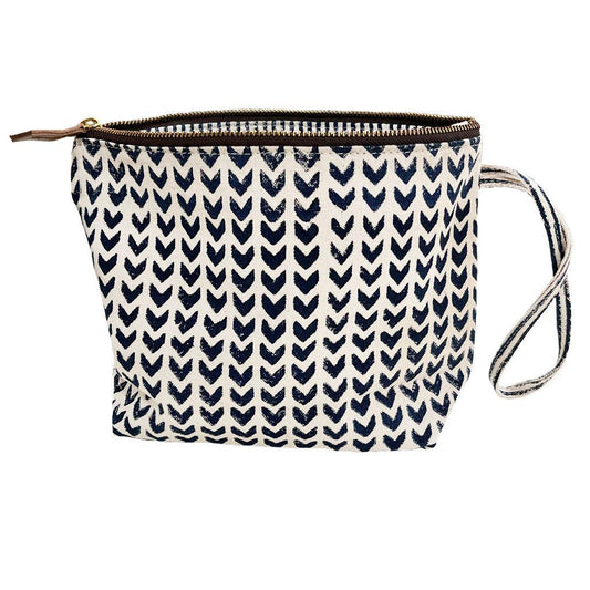 Canvas Toiletry Bag - Blue Leher