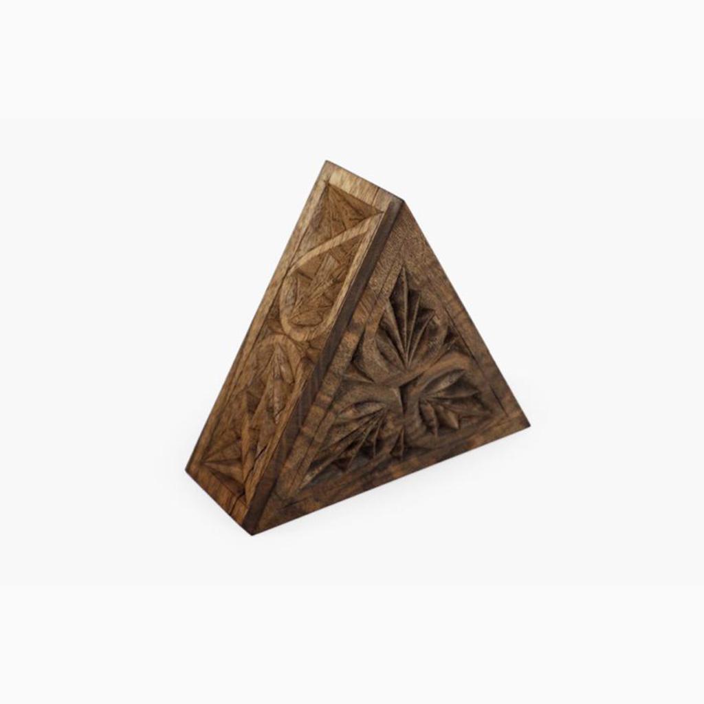 Carved Triangular Box - 4x4x4in