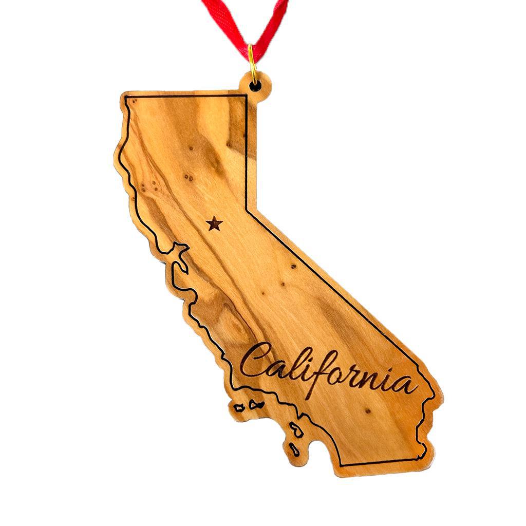 Olive Wood State Ornament