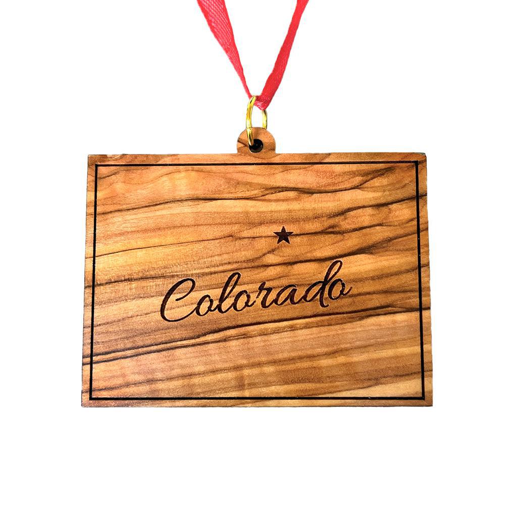 Olive Wood State Ornament