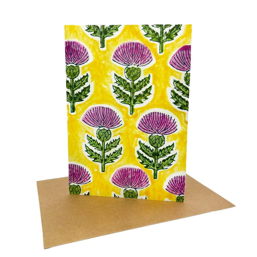 Thistle Block Print Card - Set of 4