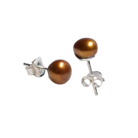 Chocolate Pearl Stud Earrings