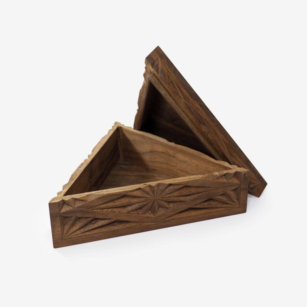 Carved Triangular Box - 8x8x8in