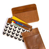 Horizontal Leather Slim Wallet w/ Fabric