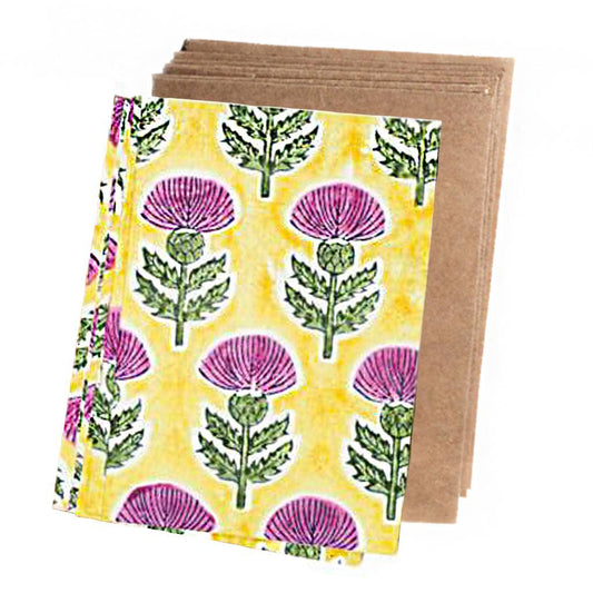 Thistle Block Print Card - Set of 4