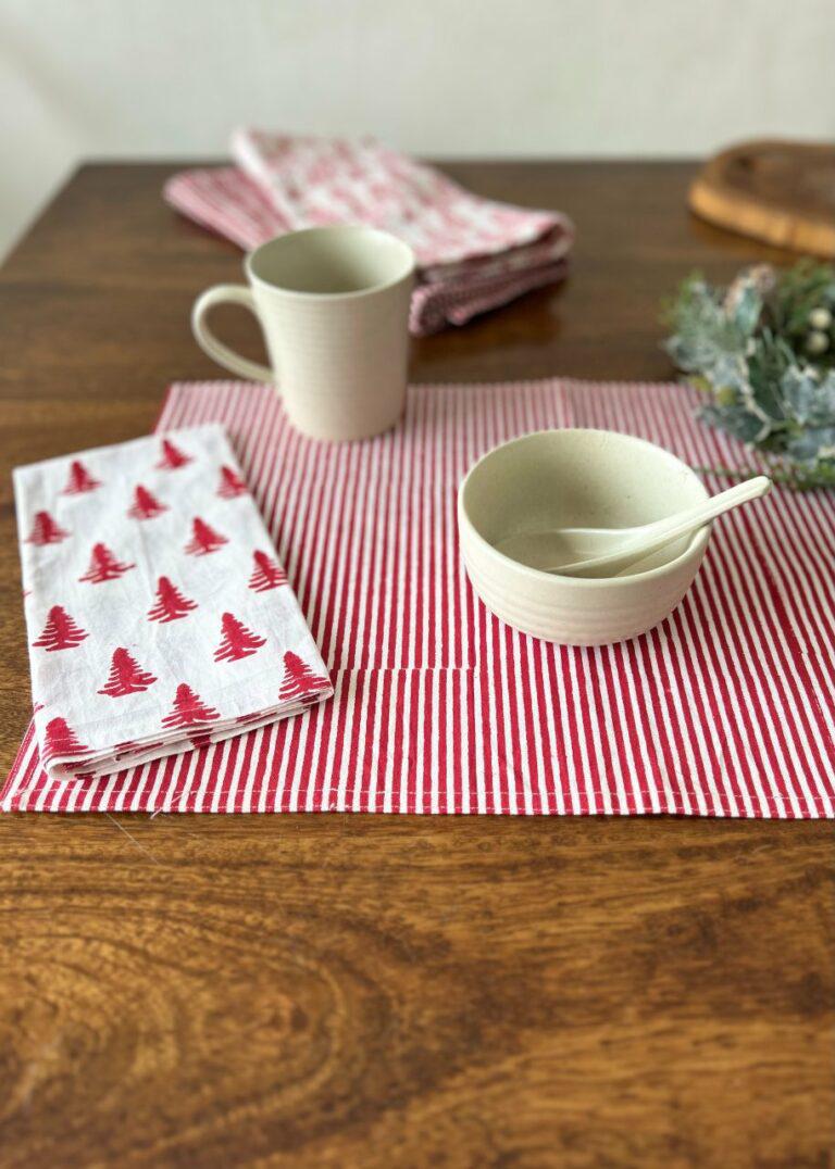 Block Print Christmas Napkin