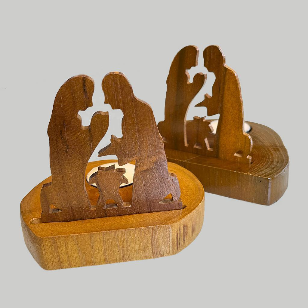 Wooden Nativity Candle Holder