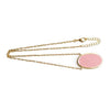 Oval Enamel Brass Necklace - Pink