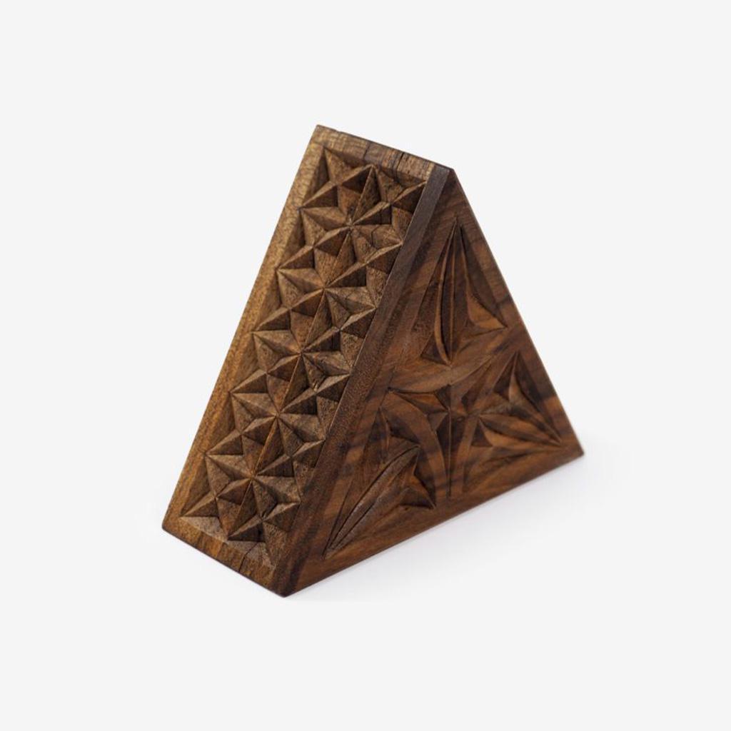 Carved Triangular Box - 6x6x6in