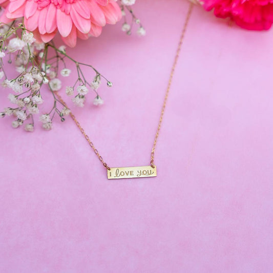 I Love You Brass Necklace