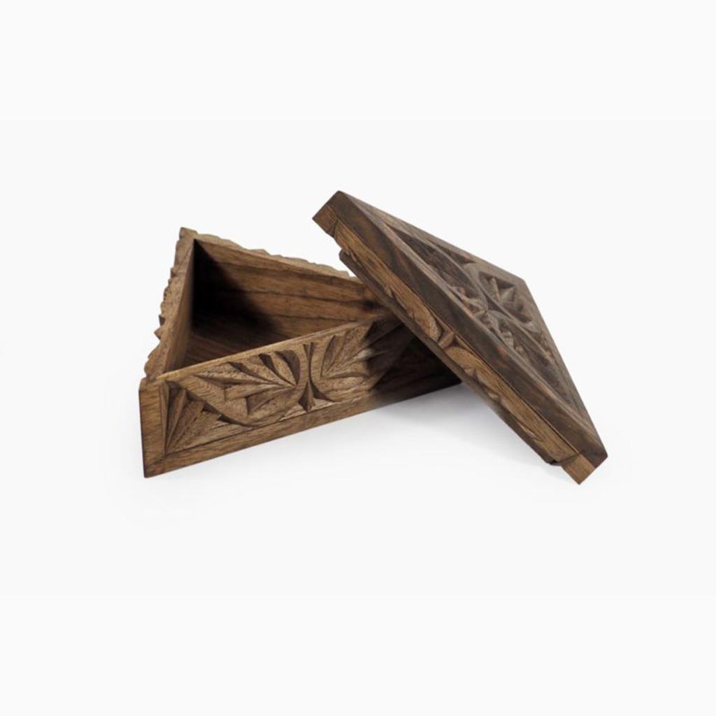 Carved Triangular Box - 4x4x4in