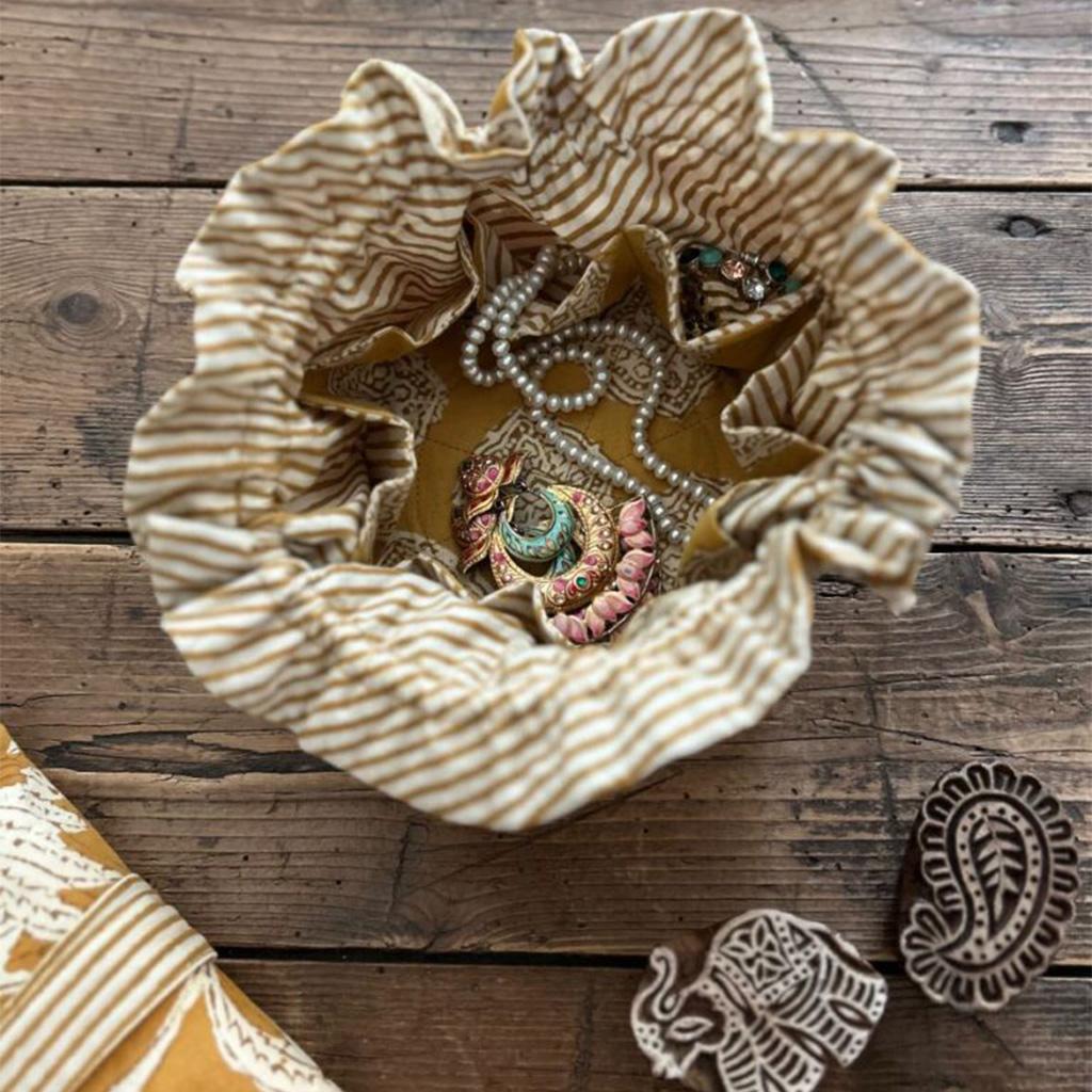 Block Print Jewelry Pouch