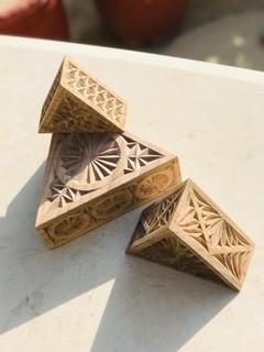 Carved Triangular Box - 8x8x8in