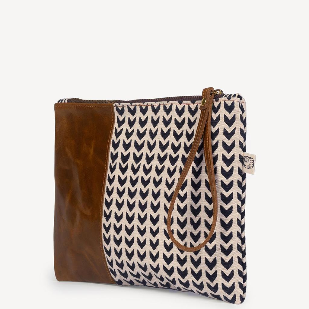 Leher Canvas & Leather Clutch