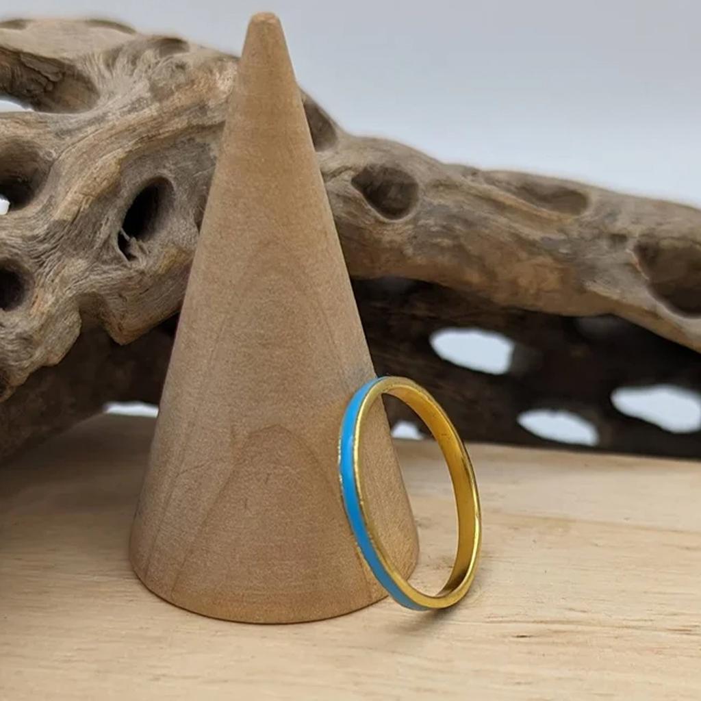 Blue Enamel and Brass Ring