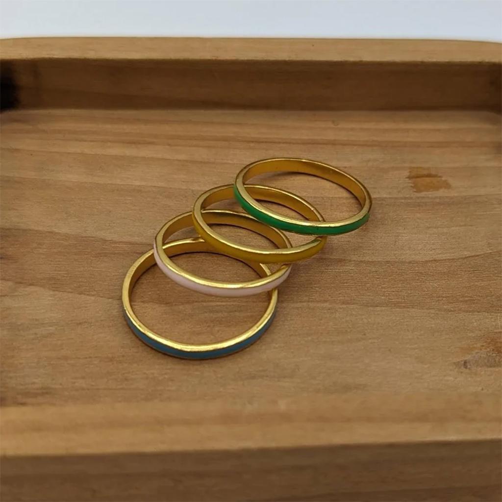 Blue Enamel and Brass Ring