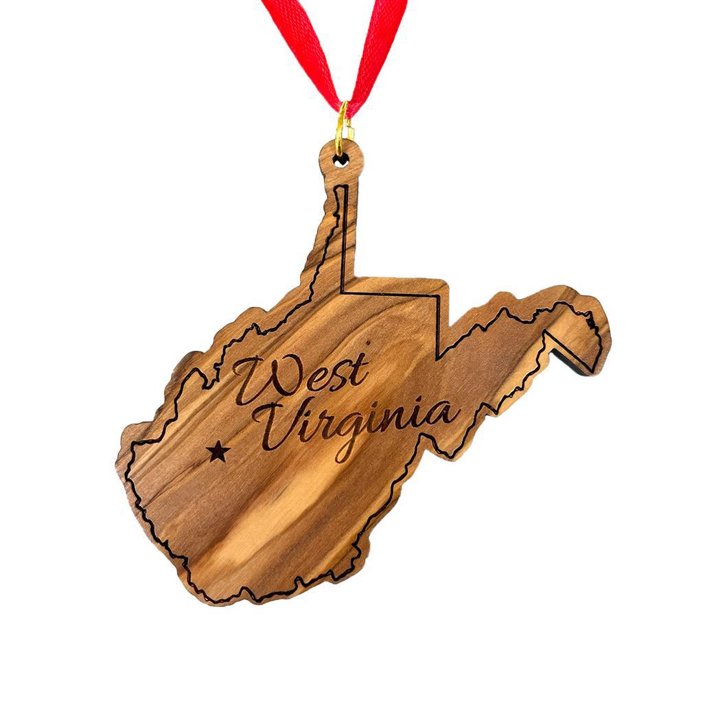 Olive Wood State Ornament
