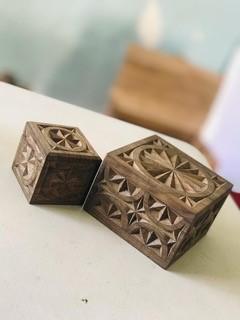 Carved Square Box - 2 in x 2 in