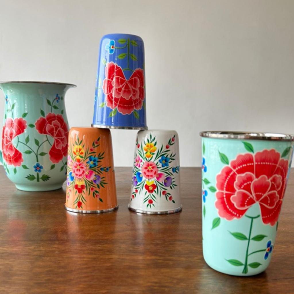 Hand Painted Enamel Tumbler - Large