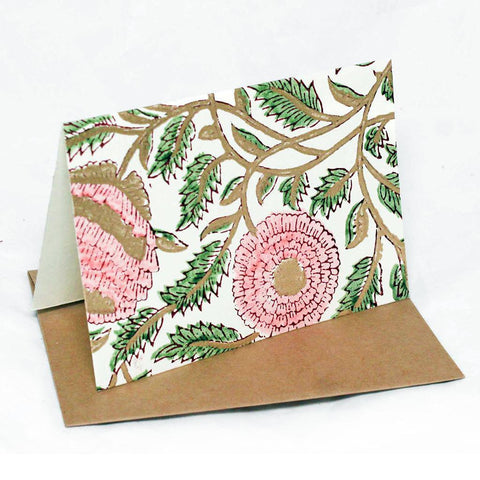 Pink Floral Block Print Card