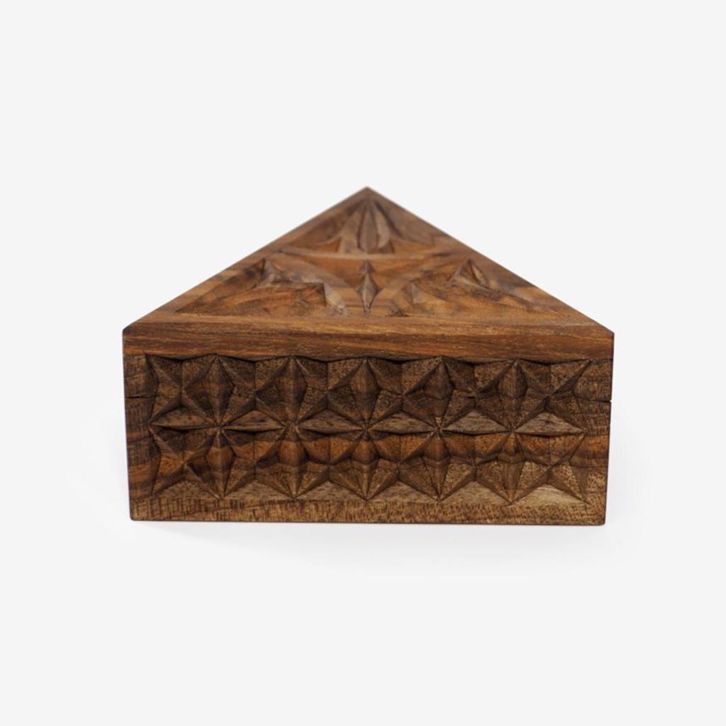 Carved Triangular Box - 6x6x6in