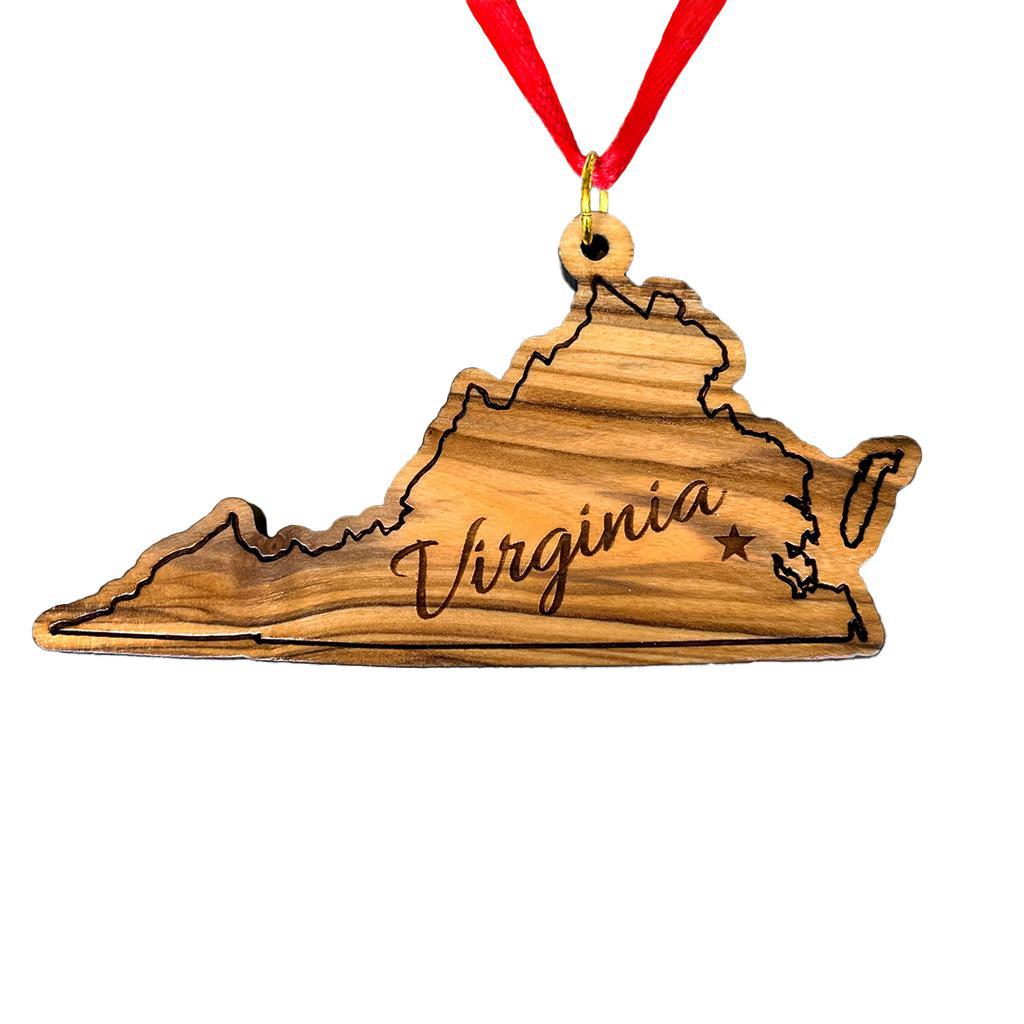 Olive Wood State Ornament
