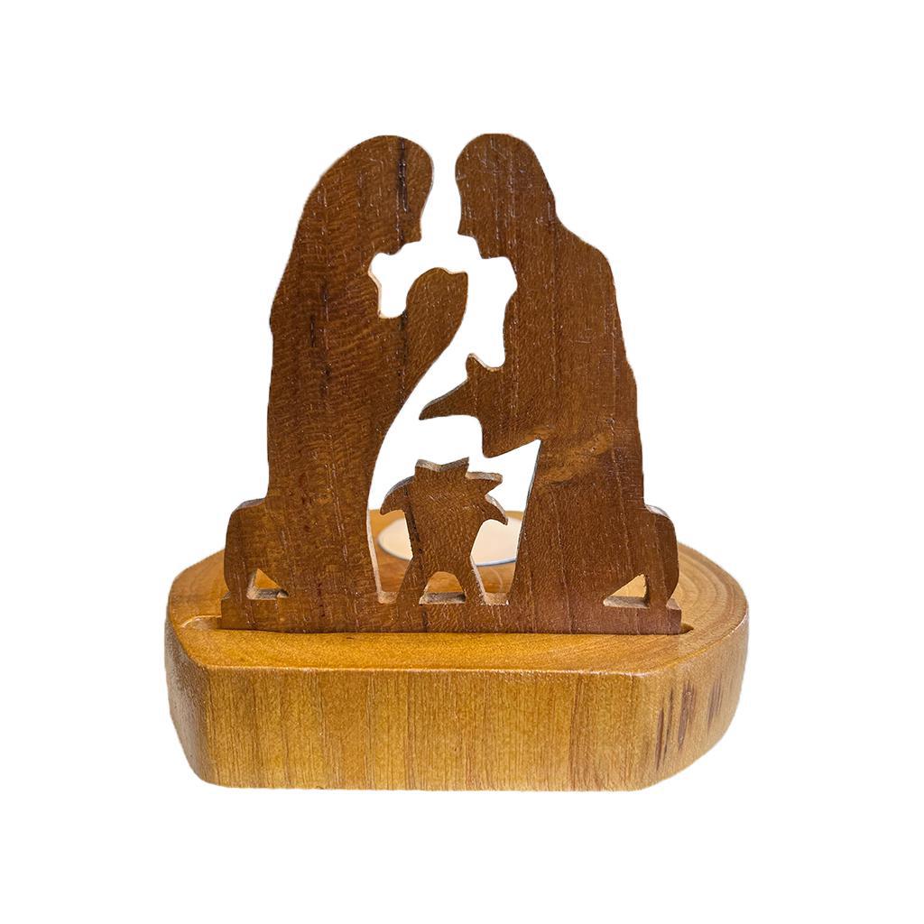 Wooden Nativity Candle Holder