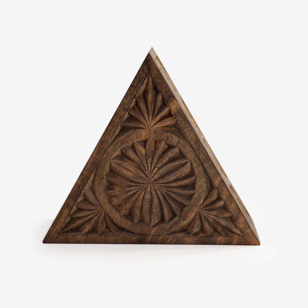 Carved Triangular Box - 8x8x8in