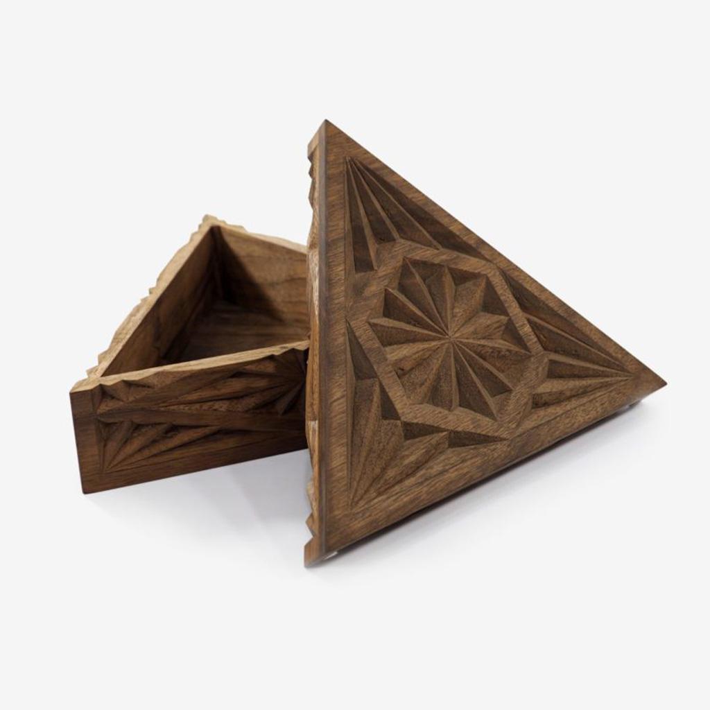 Carved Triangular Box - 8x8x8in